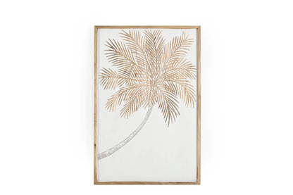 Hand-Carved Palm Tree Wall Panel in Solid Wood – Tropical Décor Accent