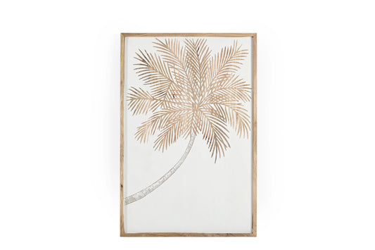 Hand-Carved Palm Tree Wall Panel in Solid Wood – Tropical Décor Accent