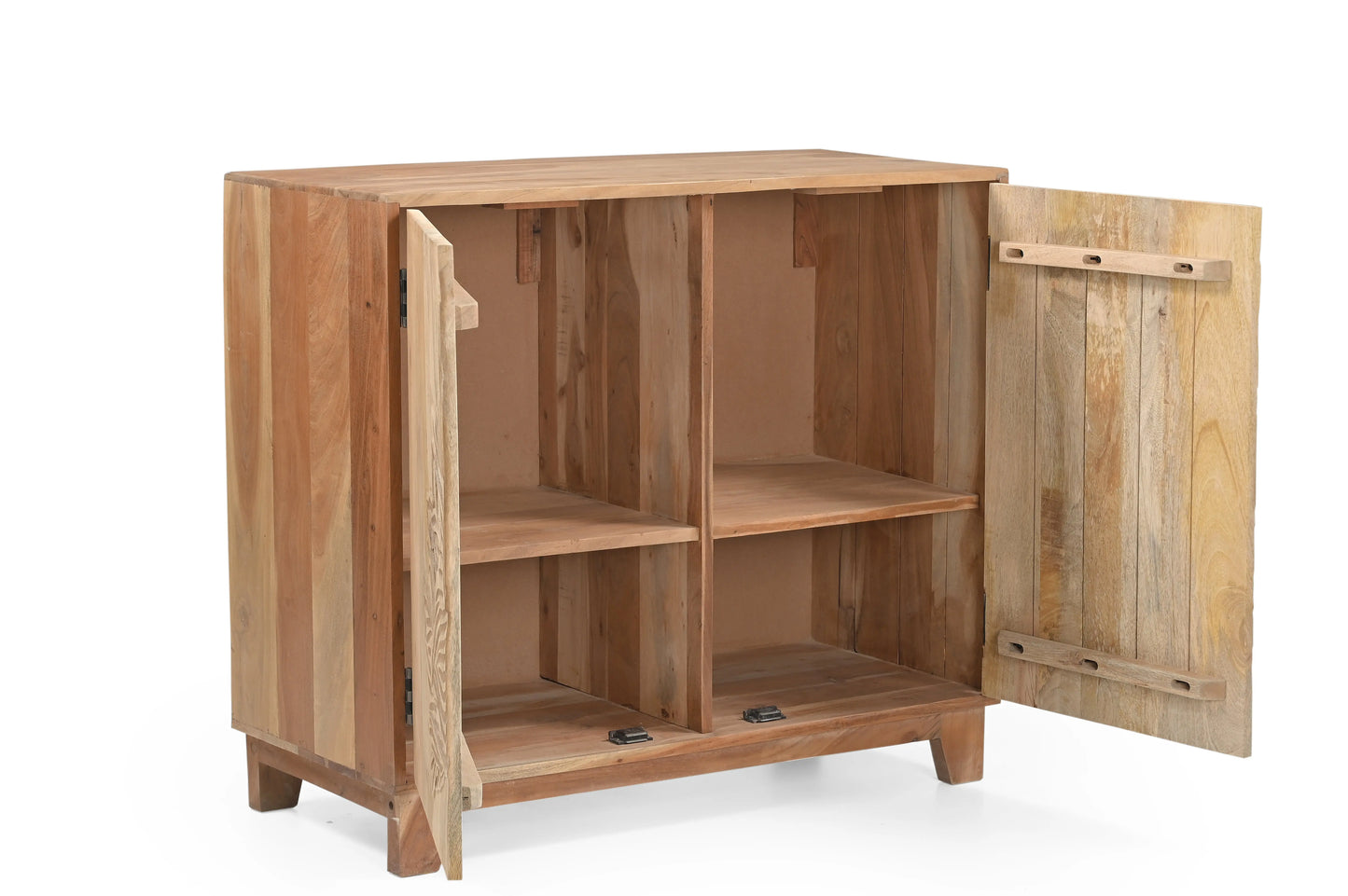 Hand-Carved Floral 2 Door Solid Mango Wood Storage Cabinet FURNIZA