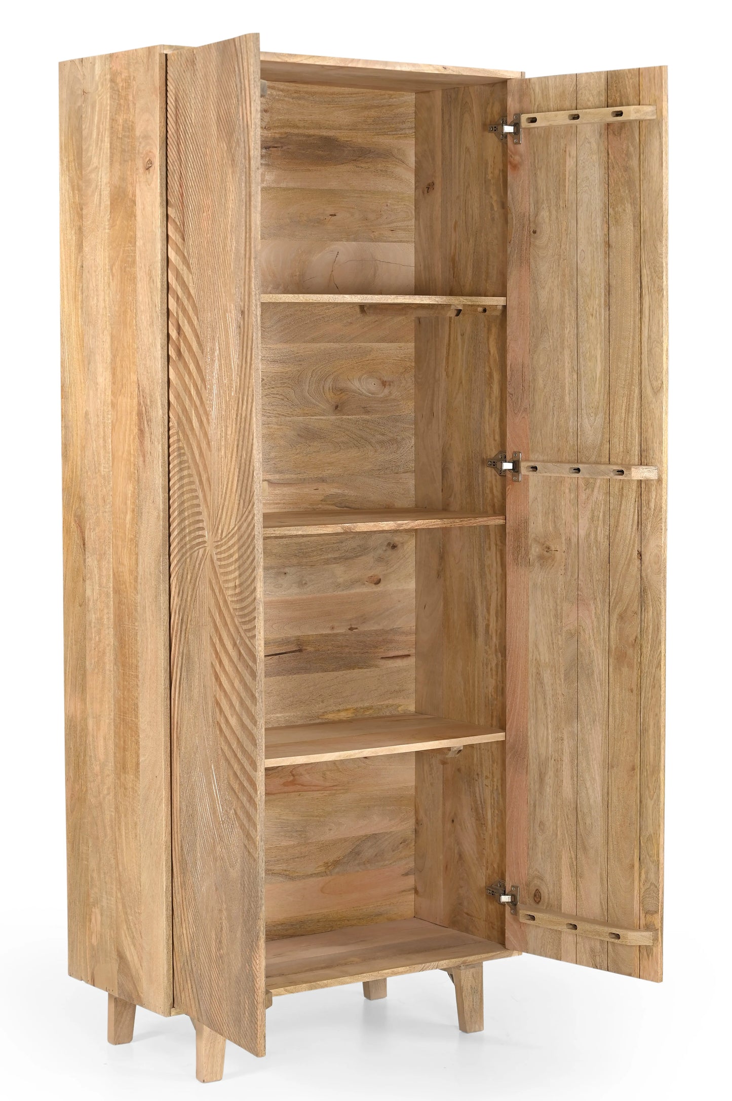 Solid Mango Wood 2 Door Almirah with Handcrafted Geometric Design FURNIZA