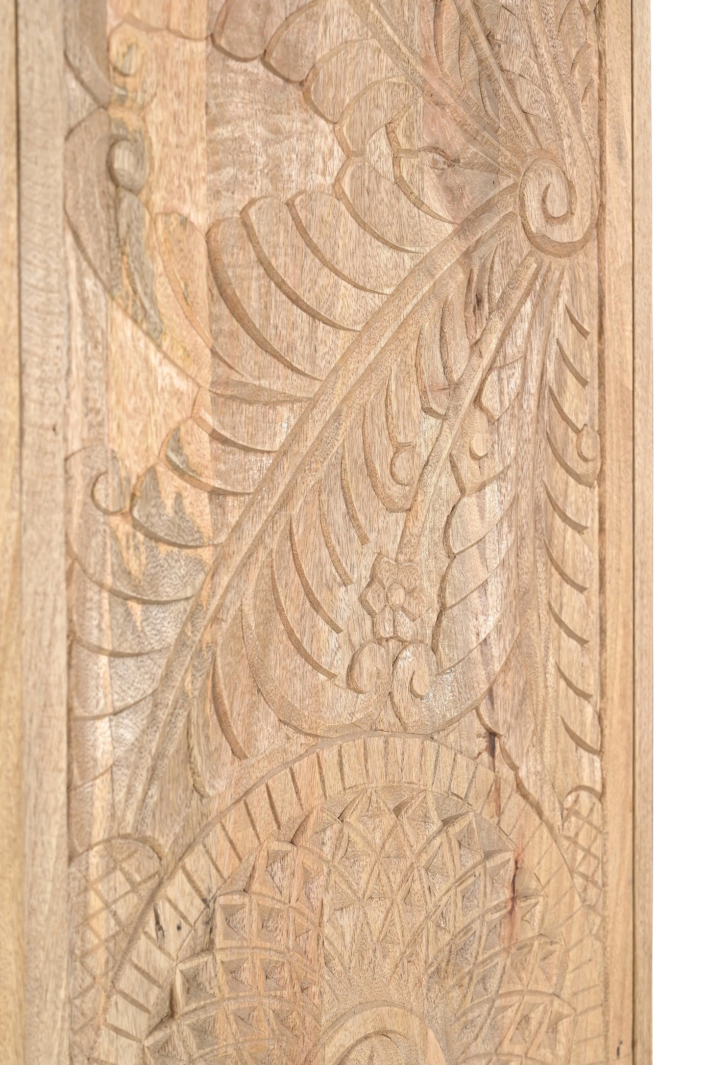 Handcarved Solid Mango Wood 2 Door Almirah with Natural Finish FURNIZA