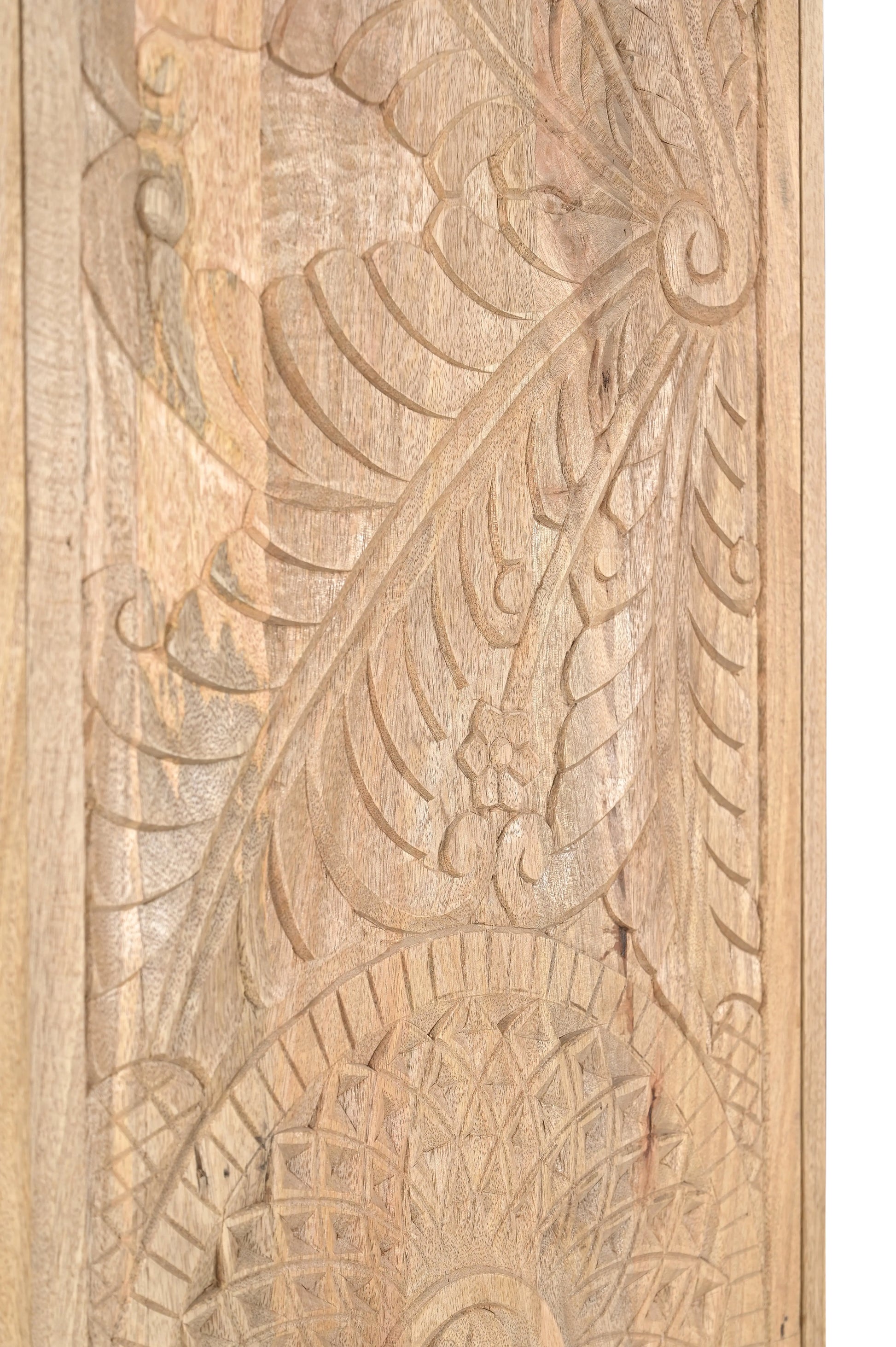 Handcarved Solid Mango Wood 2 Door Almirah with Natural Finish FURNIZA