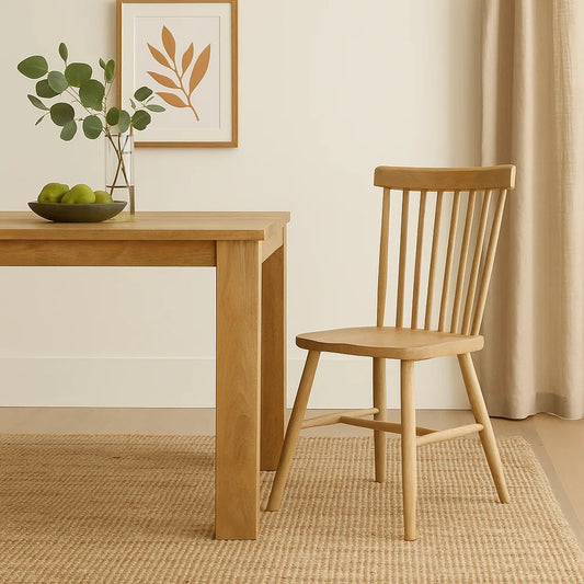 Solid Wood Dining Chair in Natural Finish – Modern Minimalist Chair