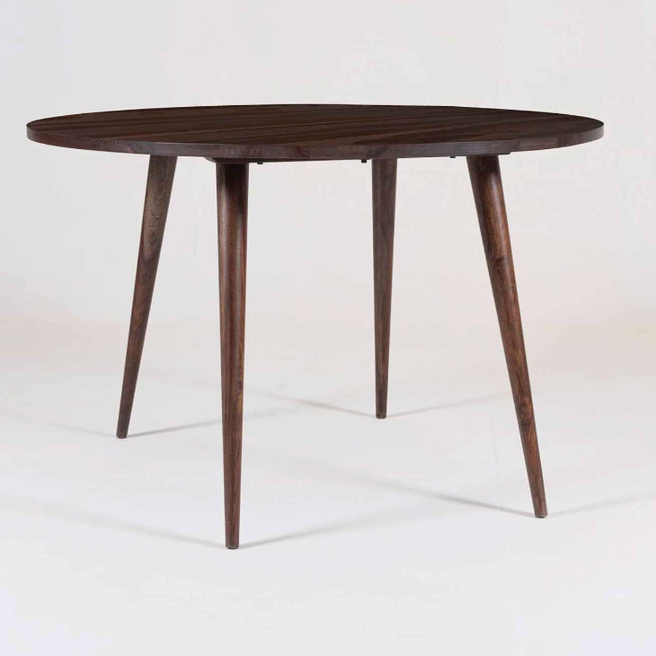 Modern Sheesham Wood Round Dining Table Set with Cushioned Chairs
