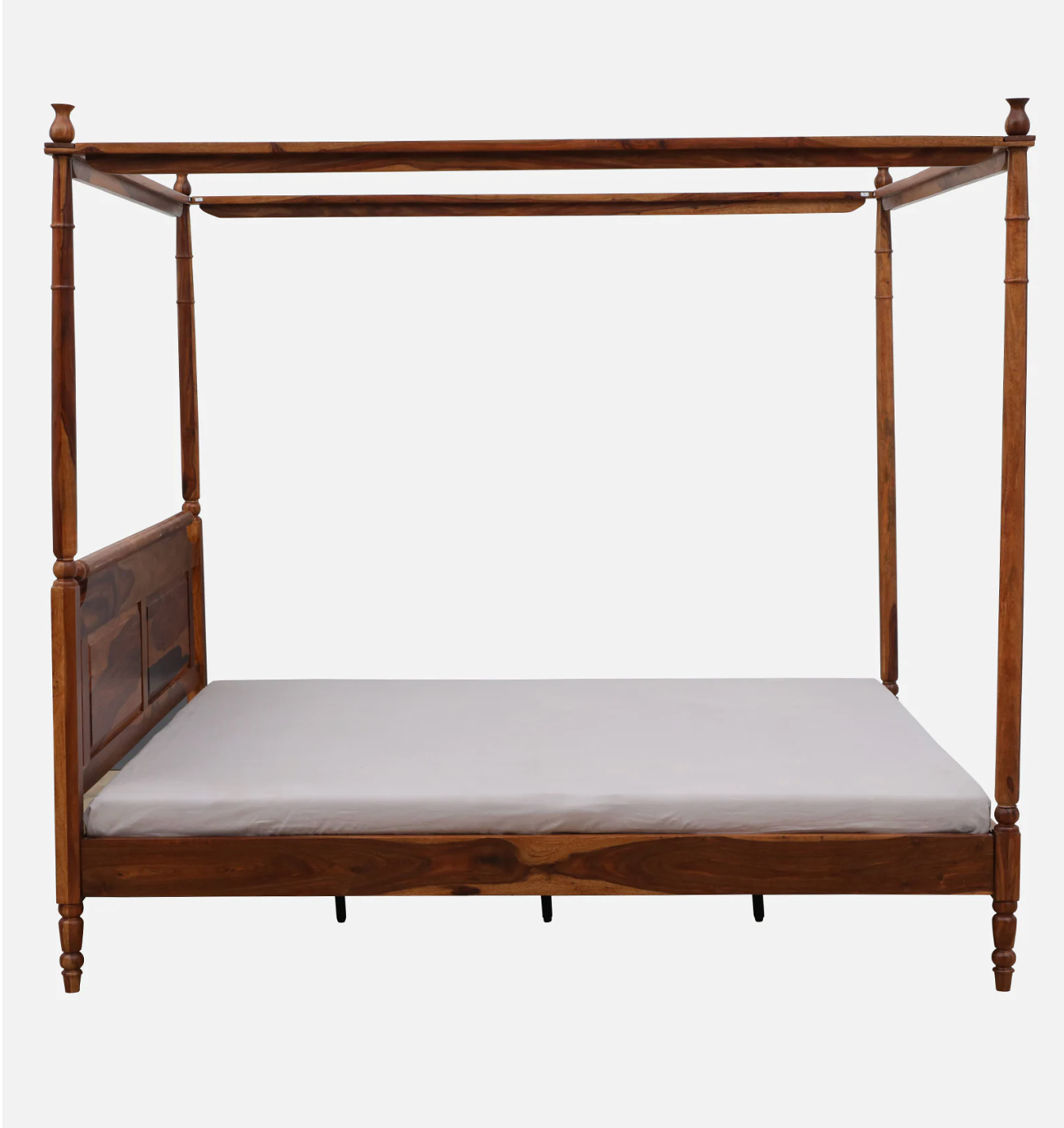 Sheesham Wood King Size Poster Bed in Honey Oak Finish
