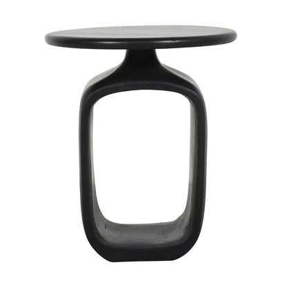 Bold Black Solid Mango Wood Side Table with Hollow Base