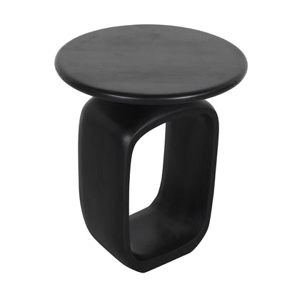 Bold Black Solid Mango Wood Side Table with Hollow Base