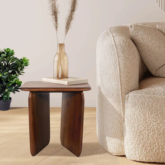 Elegant Walnut Hand-Carved Side Table