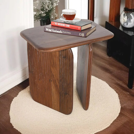 Elegant Walnut Hand-Carved Side Table
