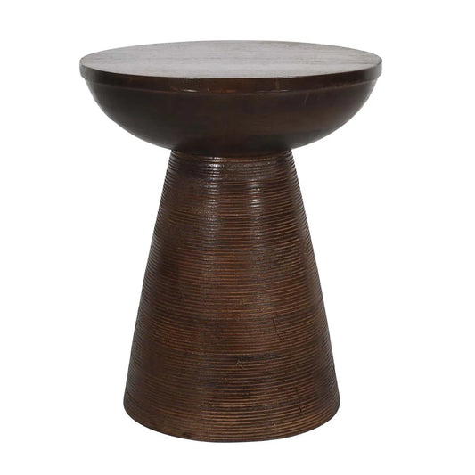 Elegant Dark Walnut Hand-Carved Side Table