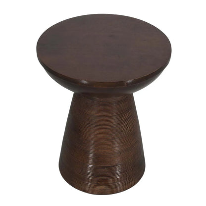Elegant Dark Walnut Hand-Carved Side Table