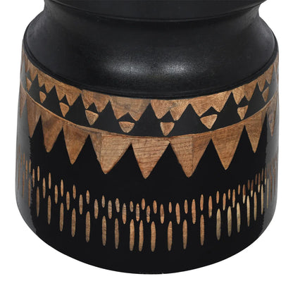 Bold Wash Finish Side Table with Hand Carving – Artistic Accent Table