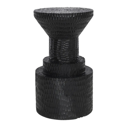 Hand-Carved Bold Black Side Table – Modern Sculptural Accent Table