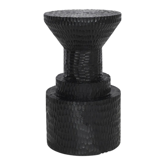 Hand-Carved Bold Black Side Table – Modern Sculptural Accent Table