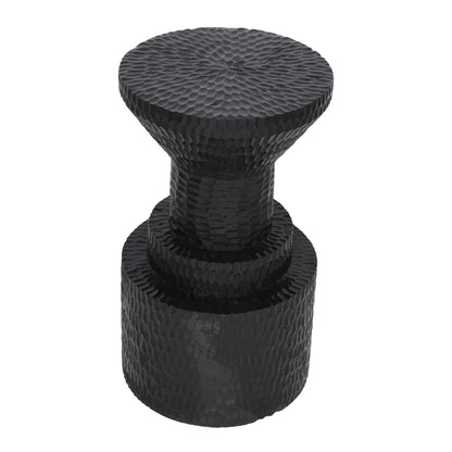 Hand-Carved Bold Black Side Table – Modern Sculptural Accent Table