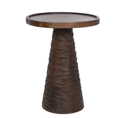 Hand-Carved Walnut Finish Side Table – Elegant Accent Table