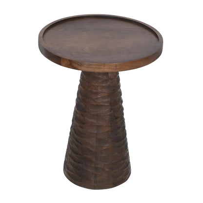 Hand-Carved Walnut Finish Side Table – Elegant Accent Table