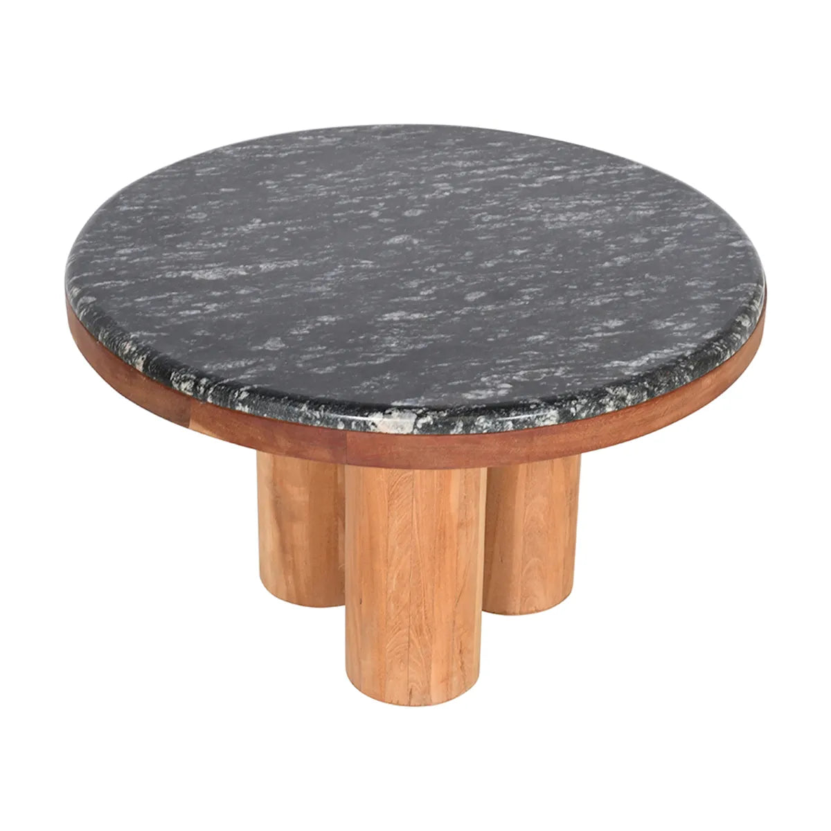 Natural Wood Coffee Table with Black Marble Top – Modern Luxury Center Table - Furniza