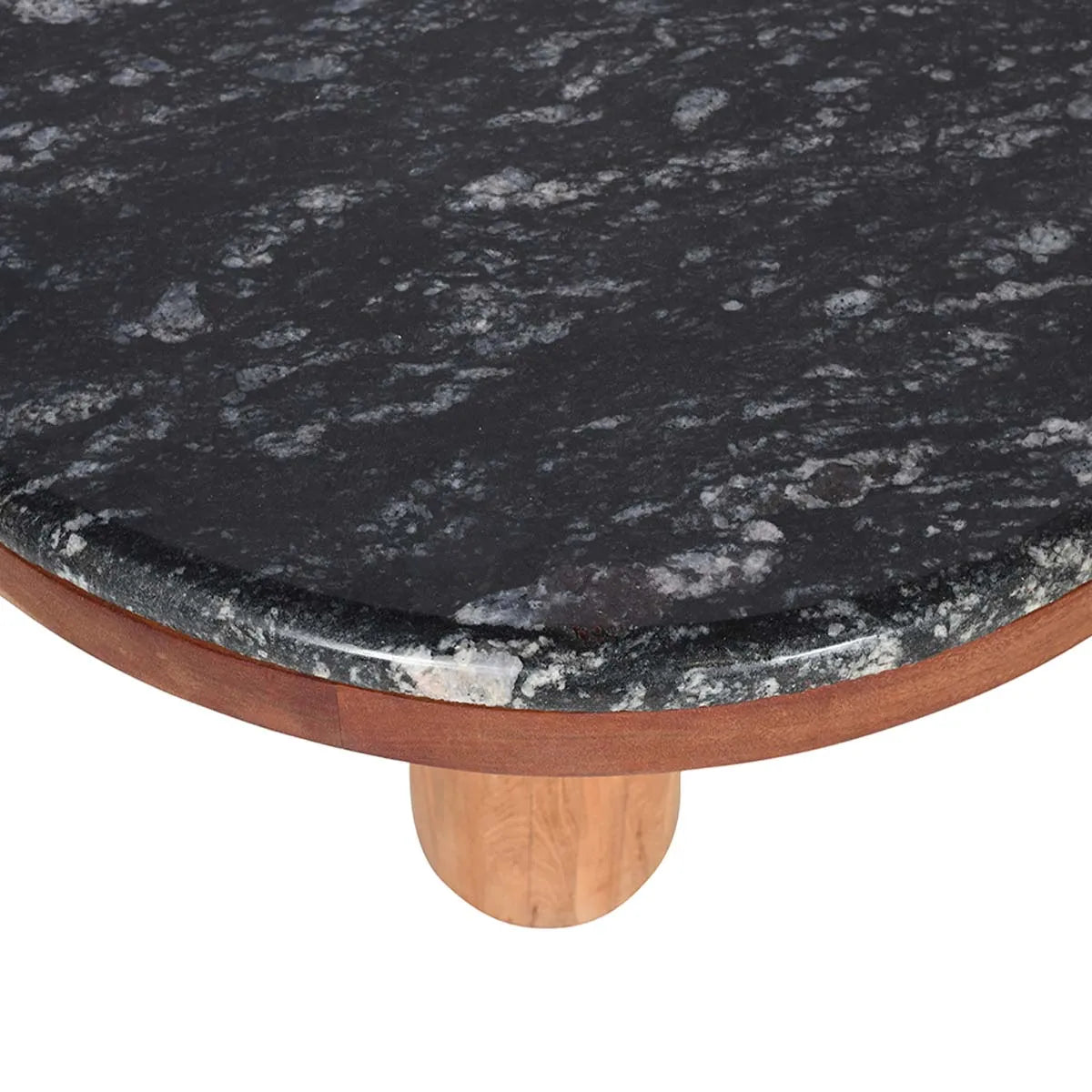 Natural Wood Coffee Table with Black Marble Top – Modern Luxury Center Table - Furniza