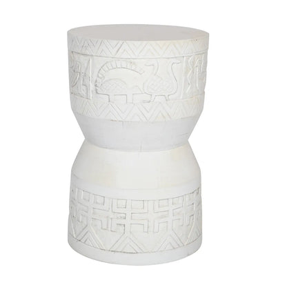Hand-crafted White Wash Side Table – Ethnic Accent Table