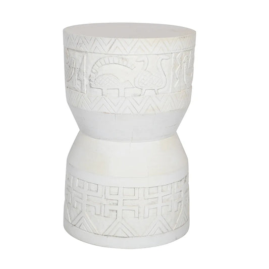 Hand-crafted White Wash Side Table – Ethnic Accent Table