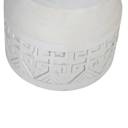 Hand-crafted White Wash Side Table – Ethnic Accent Table