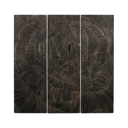 Black Finish Luxury Hand-Carved Rose Wall Panel - Furniza