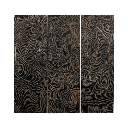 Black Finish Luxury Hand-Carved Rose Wall Panel