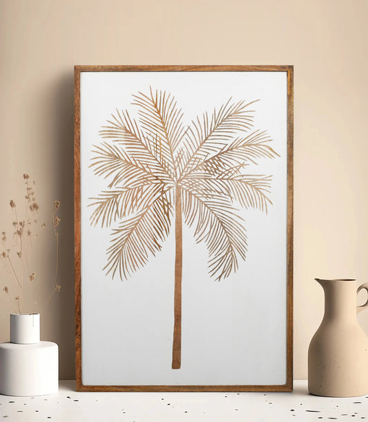 White Finish Modern Hand-Carved Tree Wall Panel