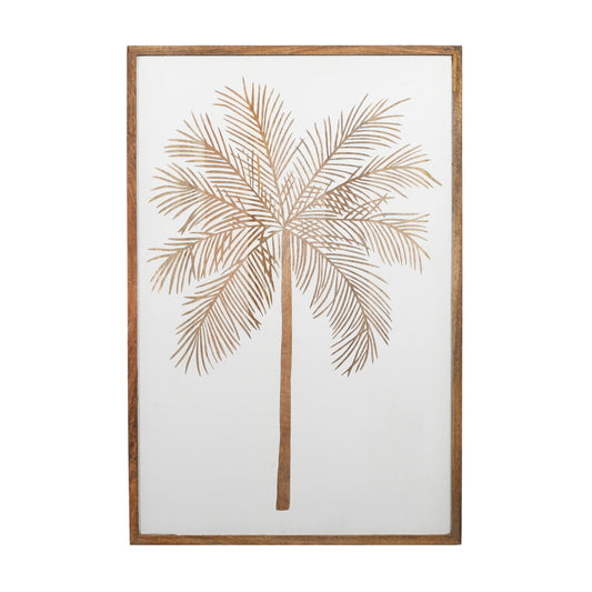 White Finish Modern Hand-Carved Tree Wall Panel