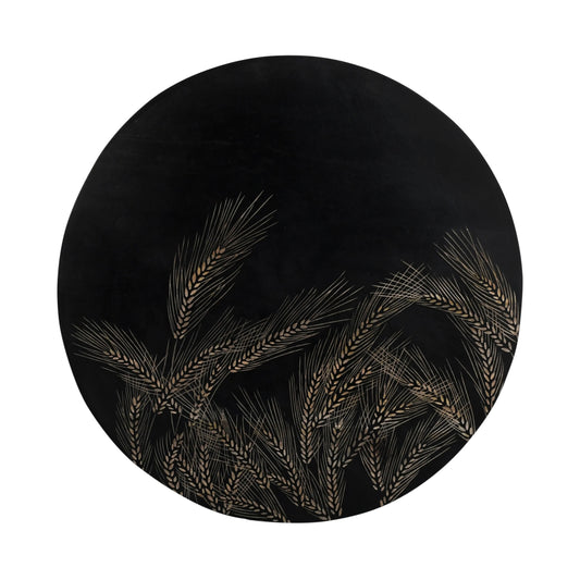 Hand-Carved Wheat Grain Leaf Wall Panel in Black Finish