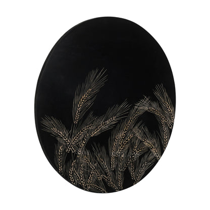 Hand-Carved Wheat Grain Leaf Wall Panel in Black Finish