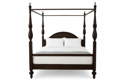 Walnut Finish Poster Bed with Classic Four-Post Design