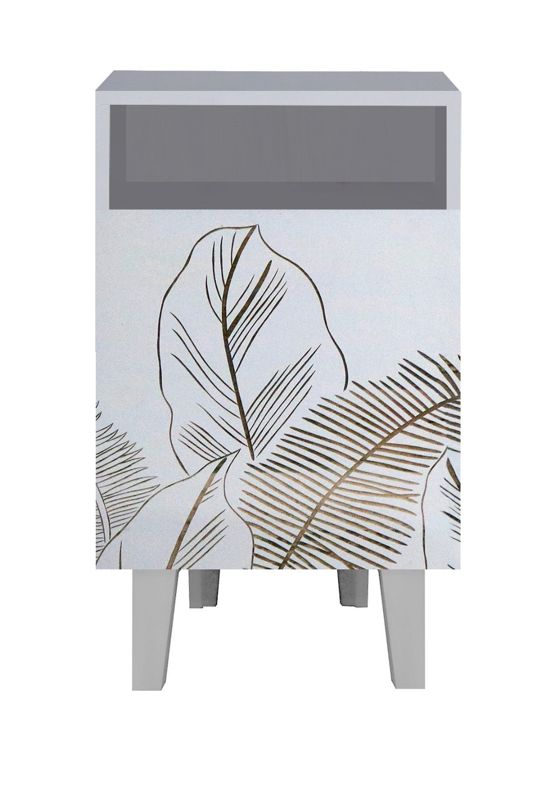 Hand-carved floral pattern Wooden Bedside Table – 1 Door Nightstand