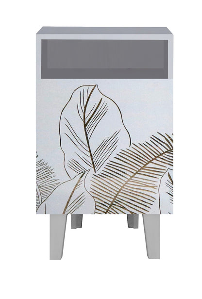 Hand-carved floral pattern Wooden Bedside Table – 1 Door Nightstand