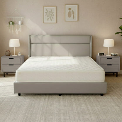 Modern Upholstered King Bed 180×200 cm – Premium Grey Headboard